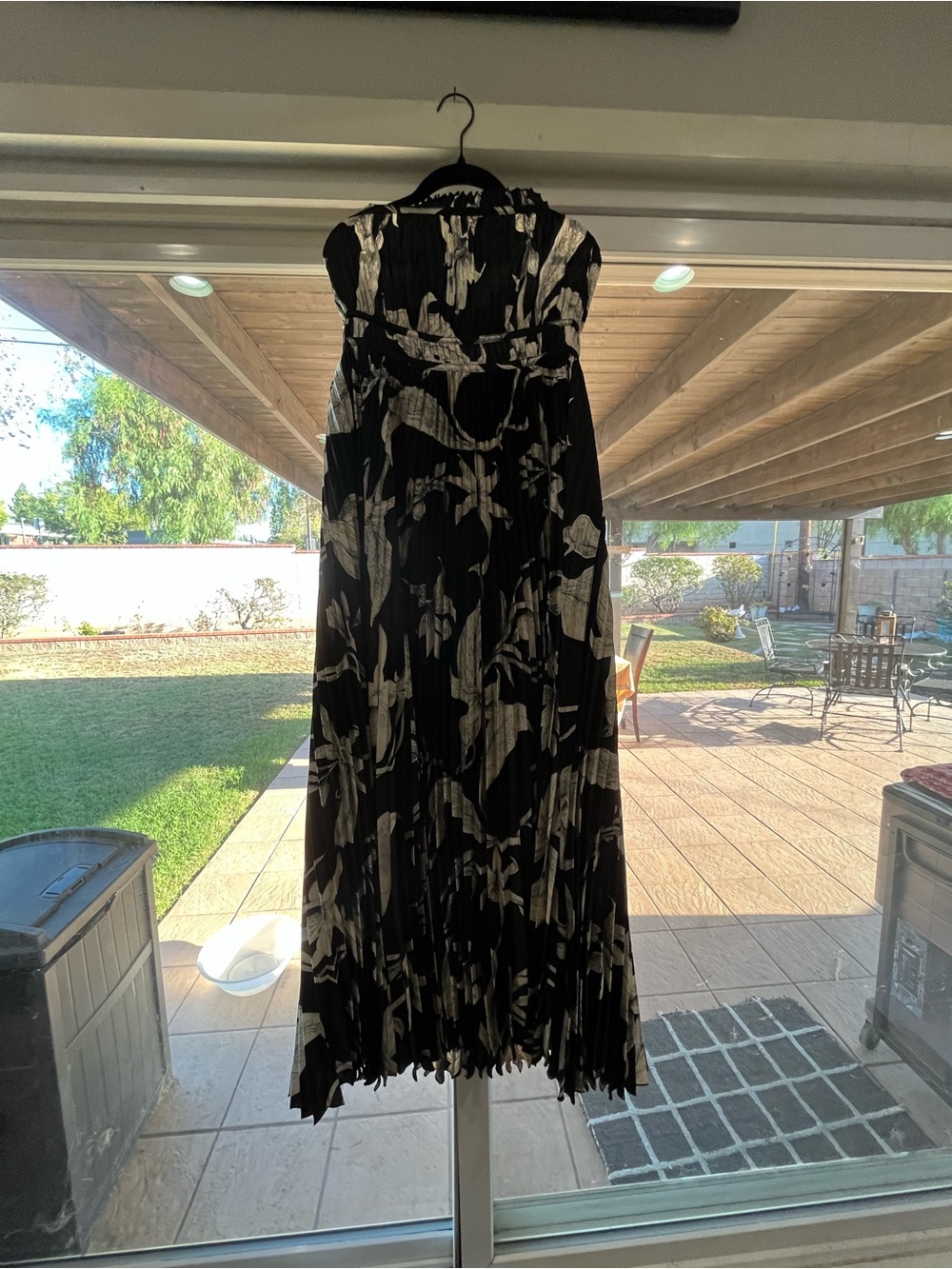 Petal & Pup Black and White Floral Strapless Maxi Dress